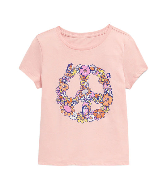 Short-Sleeve Graphic T-Shirt for Girls Pink Bamboo