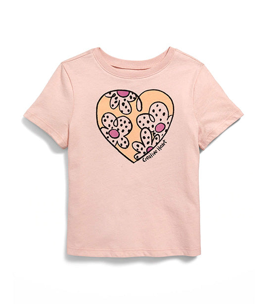 Unisex Short-Sleeve Graphic T-Shirt for Toddler Pink Bamboo