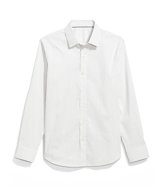 Slim-Fit Pro Signature Tech Dress Shirt for Men Gray Stripe