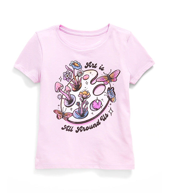 Short-Sleeve Graphic T-Shirt for Girls Weeping Wisteria