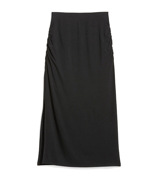 High-Waisted Ruched Maxi Skirt for Women Black Jack