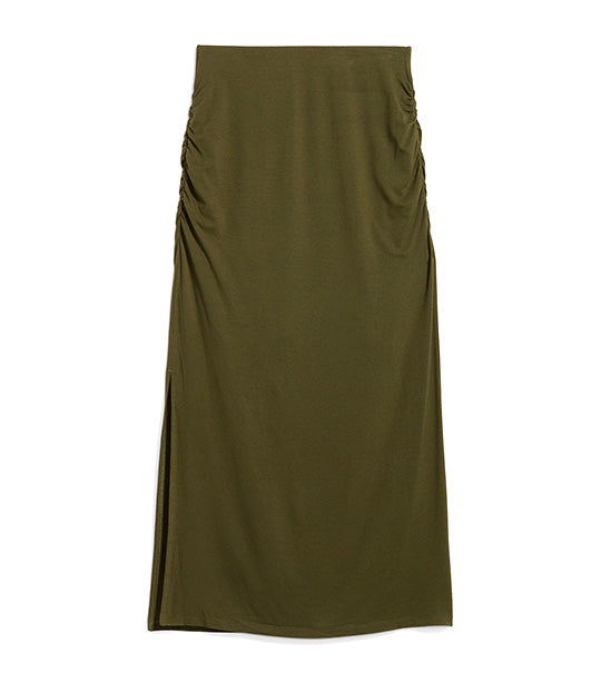 High-Waisted Ruched Maxi Skirt for Women Conifer