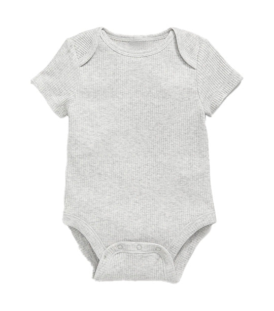 Unisex Short-Sleeve Rib-Knit Bodysuit for Baby Light Gray Heather