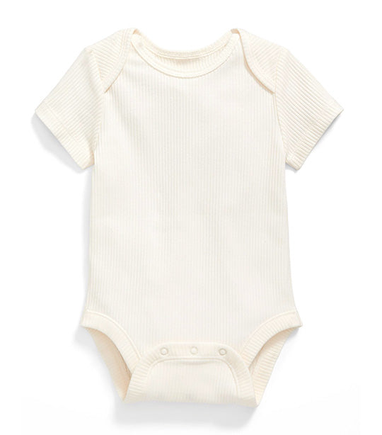 Unisex Short-Sleeve Rib-Knit Bodysuit for Baby Creme De La Creme