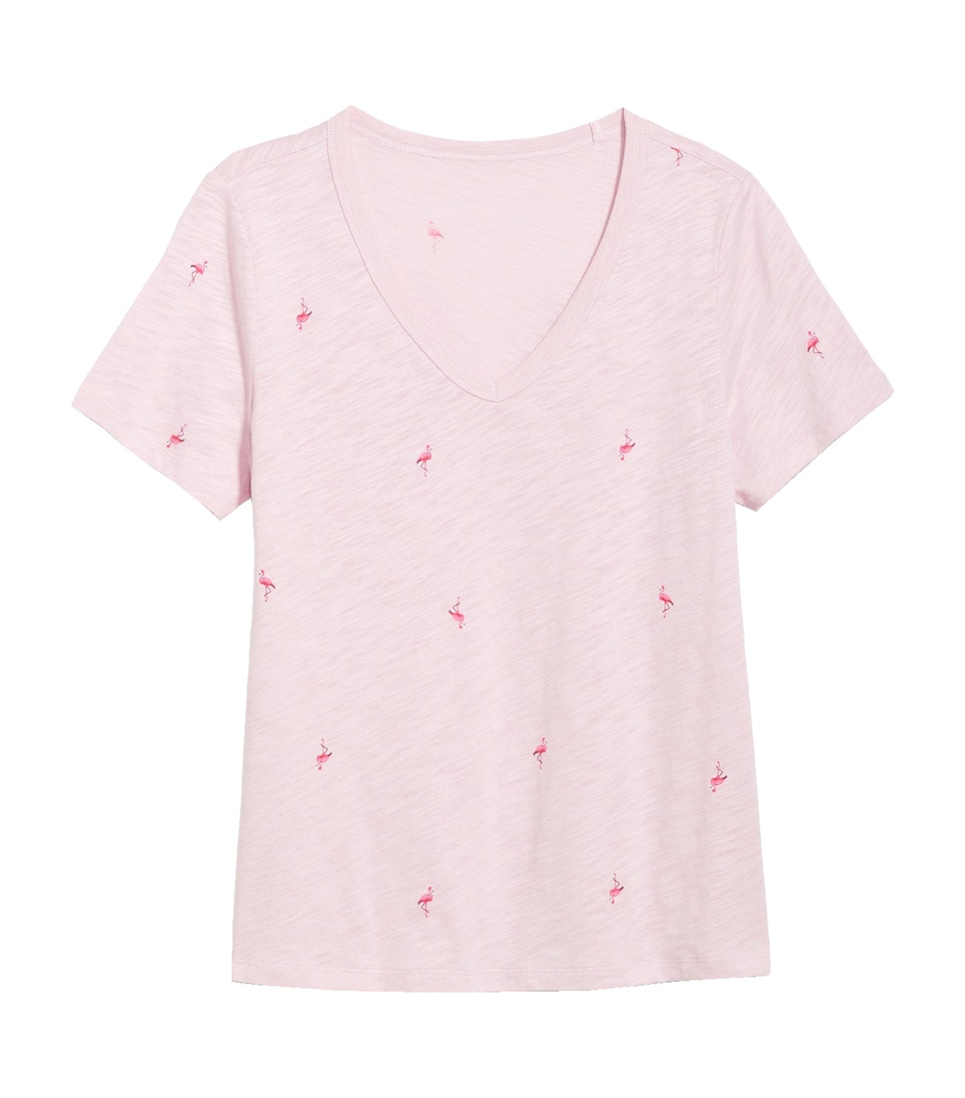EveryWear Printed Slub-Knit T-Shirt for Women Flamingo