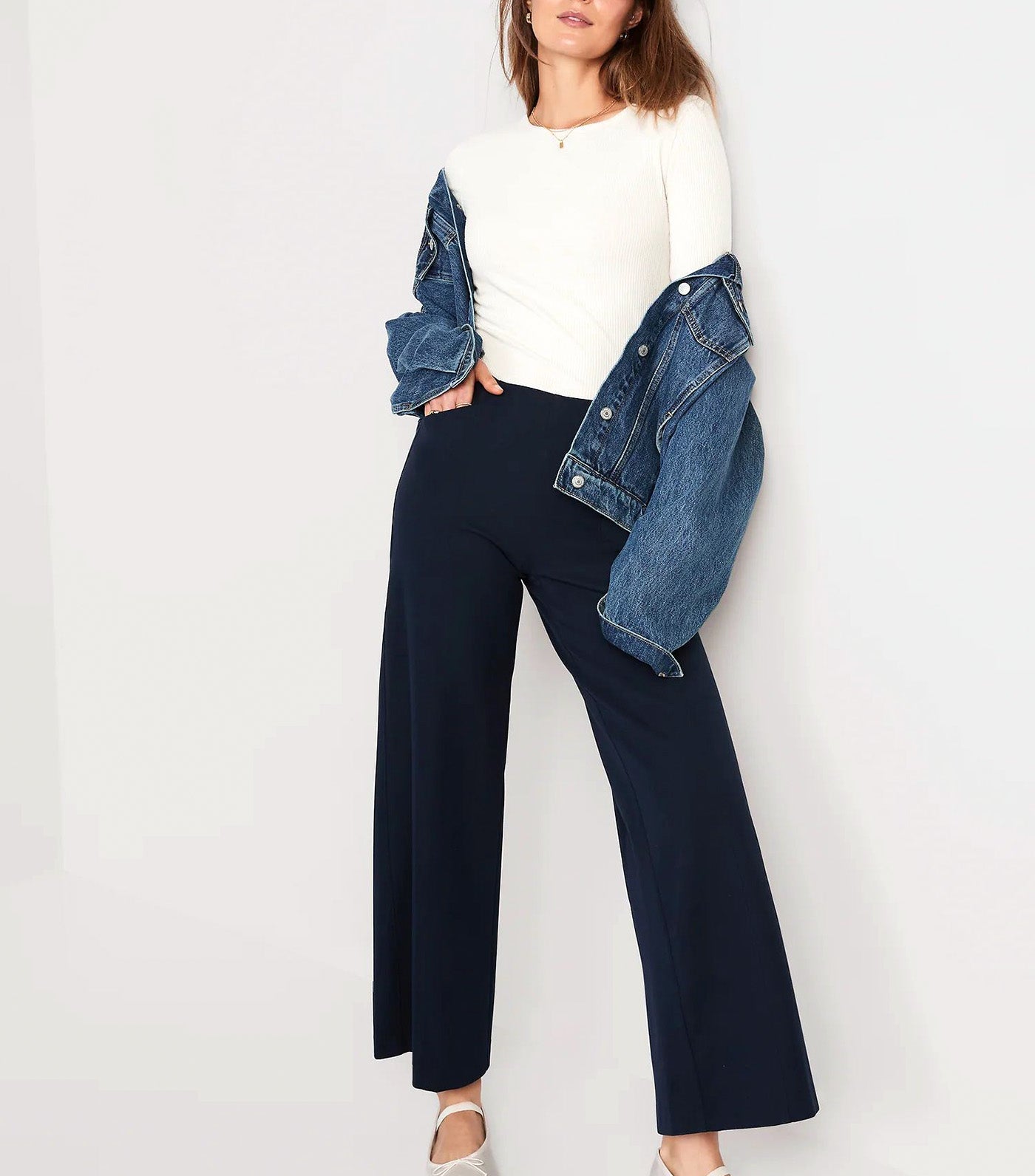 High-Waisted Pull-On Pixie Wide-Leg Pants for Women In The Navy