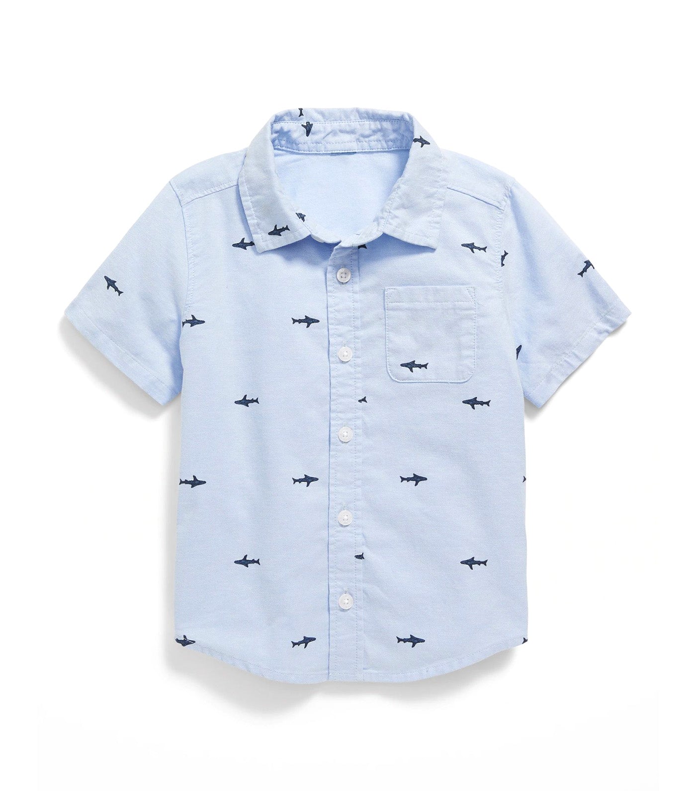 Printed Oxford Shirt for Toddler Boys Blue Sharks