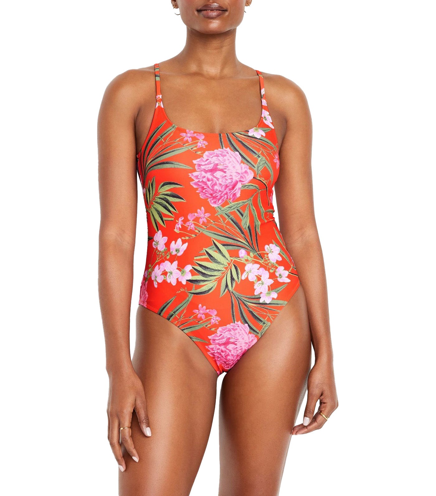 One-Piece Swimsuit for Women Red Floral