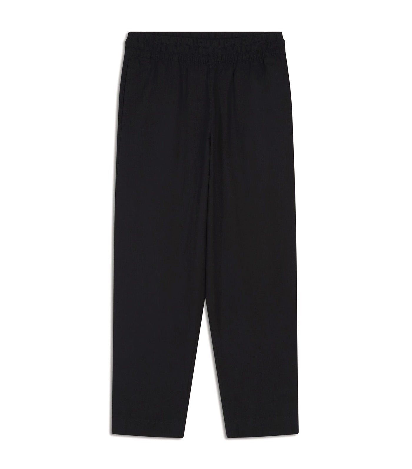 High-Waisted Linen-Blend Straight Pants Black Jack