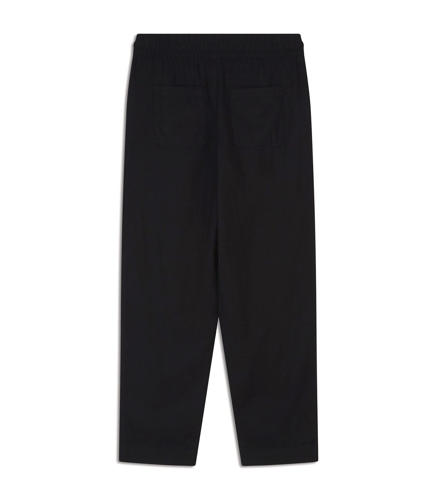 High-Waisted Linen-Blend Straight Pants Black Jack