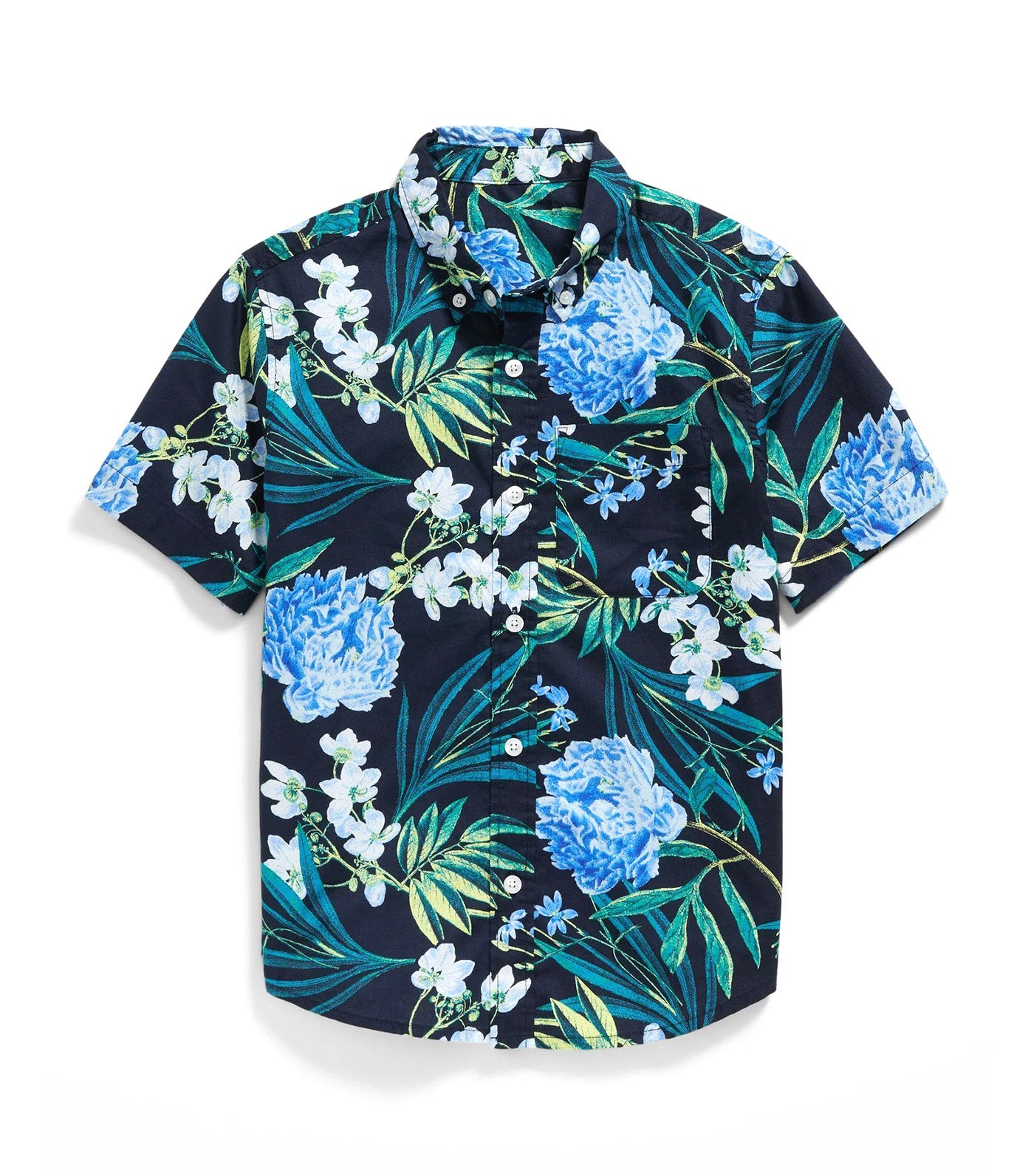 Printed Poplin Pocket Shirt for Boys Navy Floral