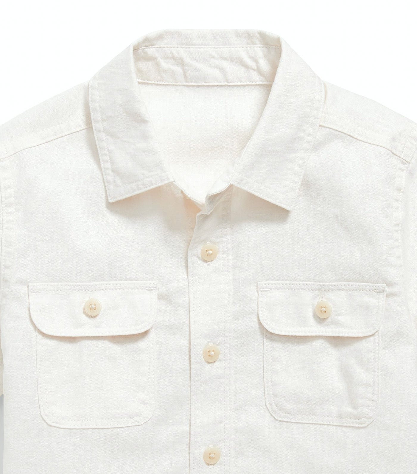 Short-Sleeve Linen-Blend Utility Pocket Shirt for Toddler Boys - Sea Salt