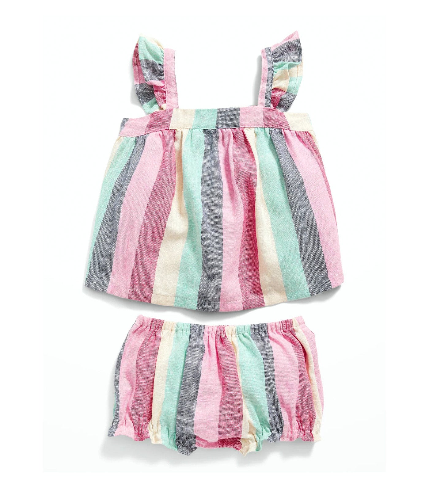 Sleeveless Striped Linen-Blend Top and Bloomer Shorts Set for Baby