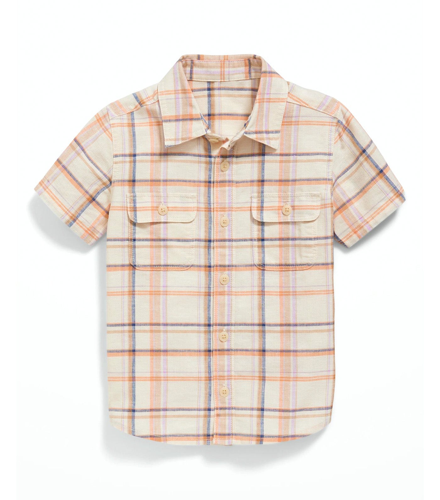 Short-Sleeve Linen-Blend Utility Pocket Shirt for Toddler Boys - Plucky Wishbone