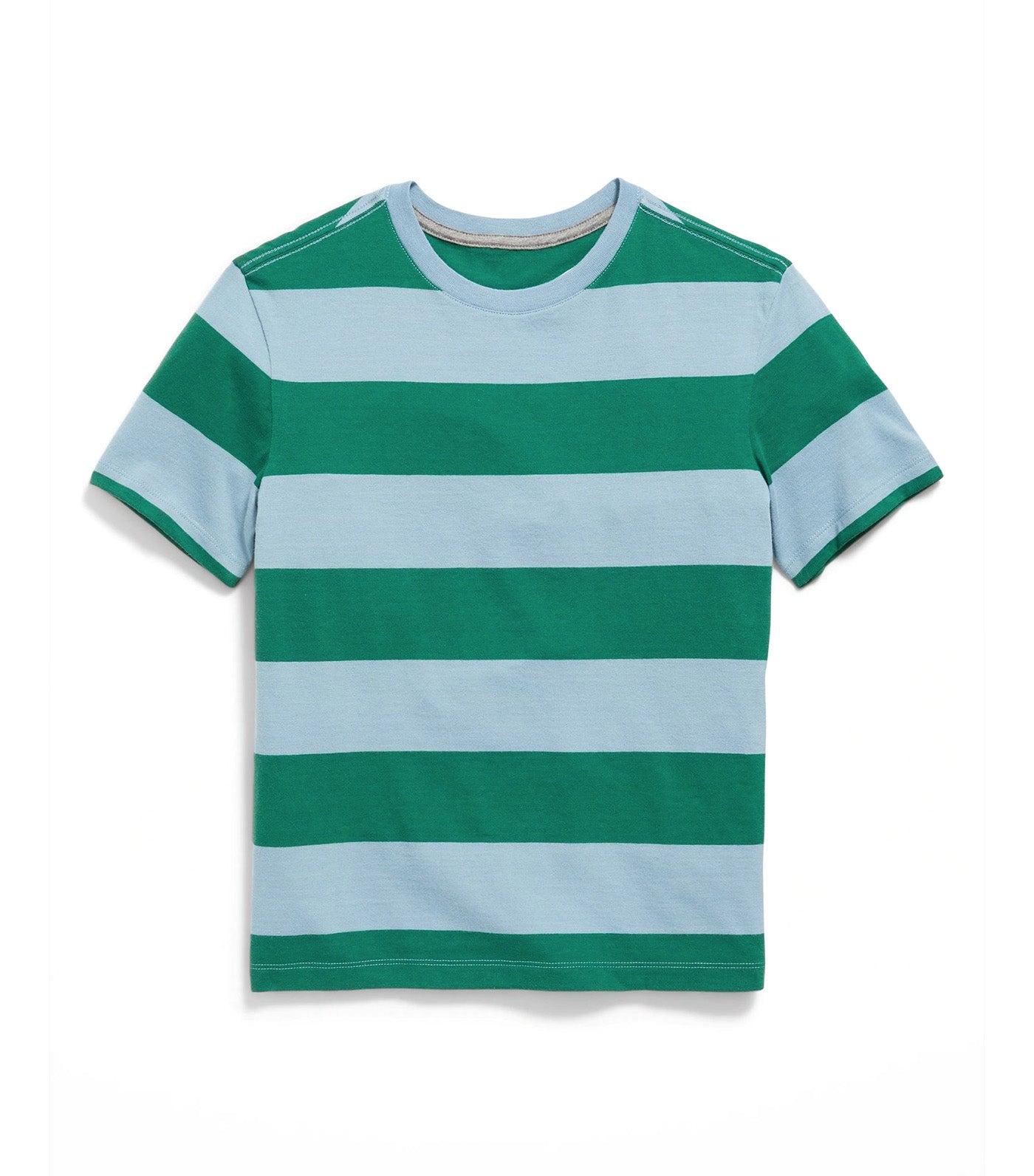 Softest Short-Sleeve Striped T-Shirt for Boys - Green Blue Stripe