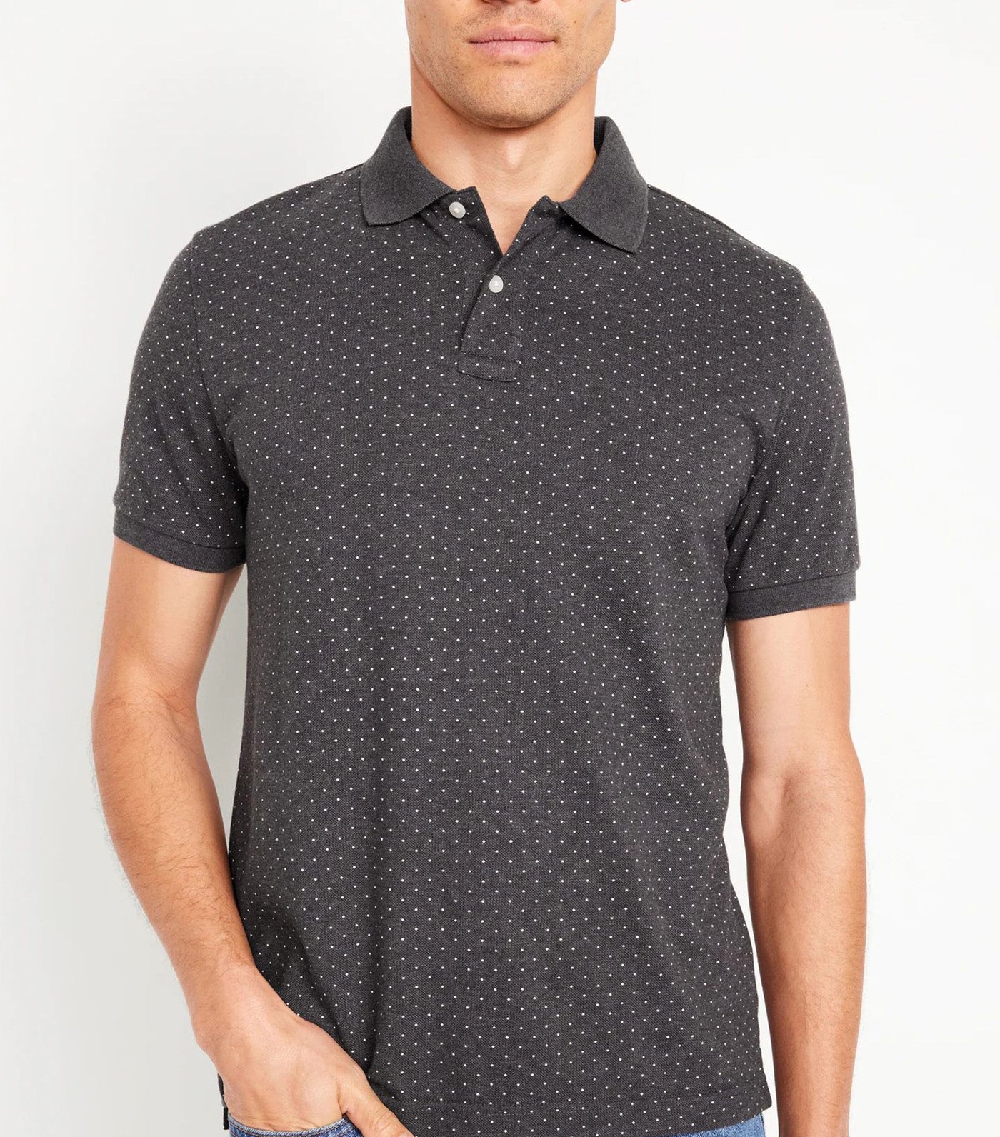 Classic Fit Pique Polo For Men On Black Dot