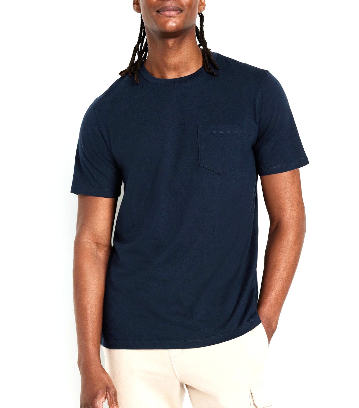 Crew-Neck Pocket T-Shirt for Men In The Navy