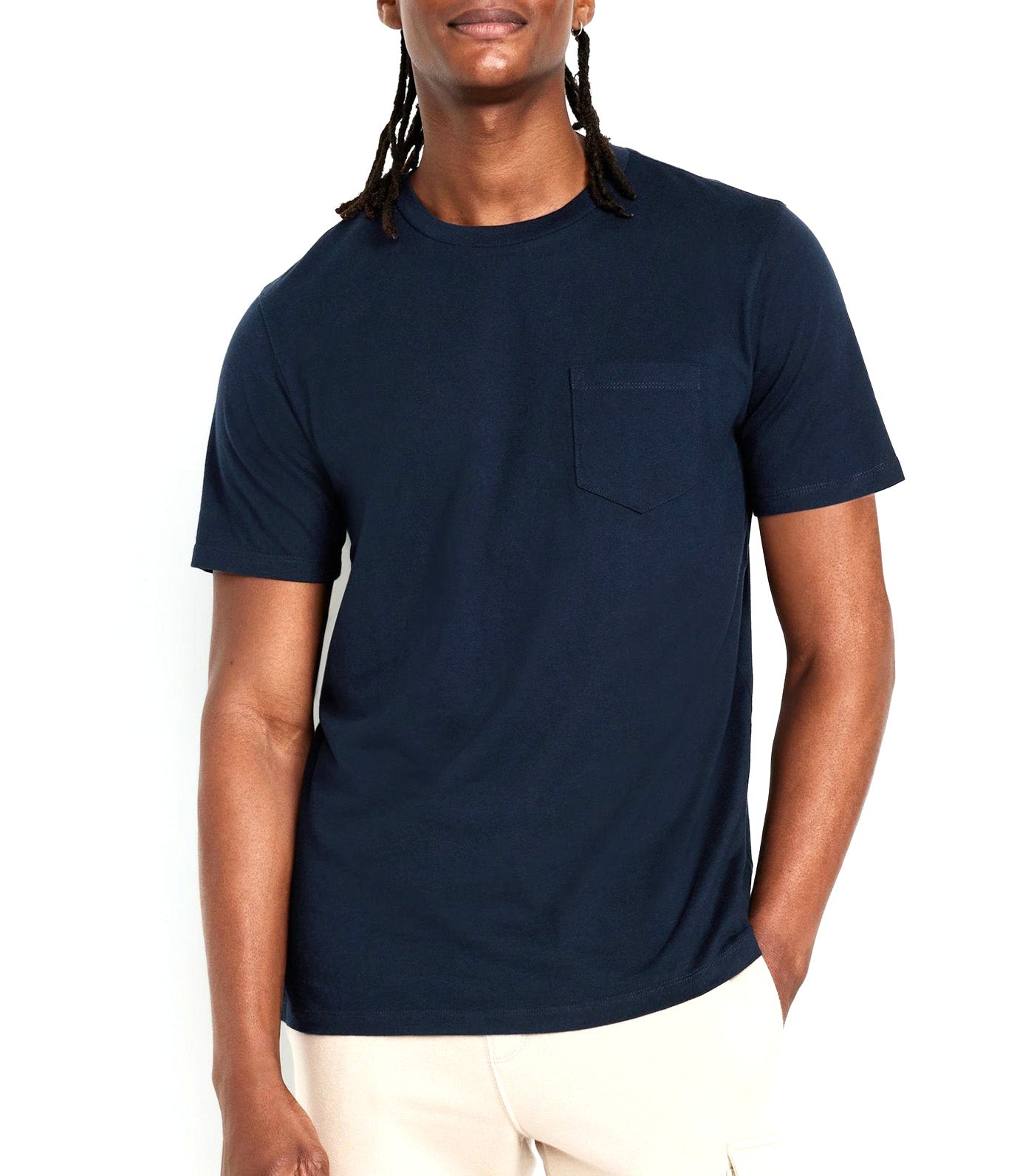 Crew-Neck Pocket T-Shirt for Men In The Navy