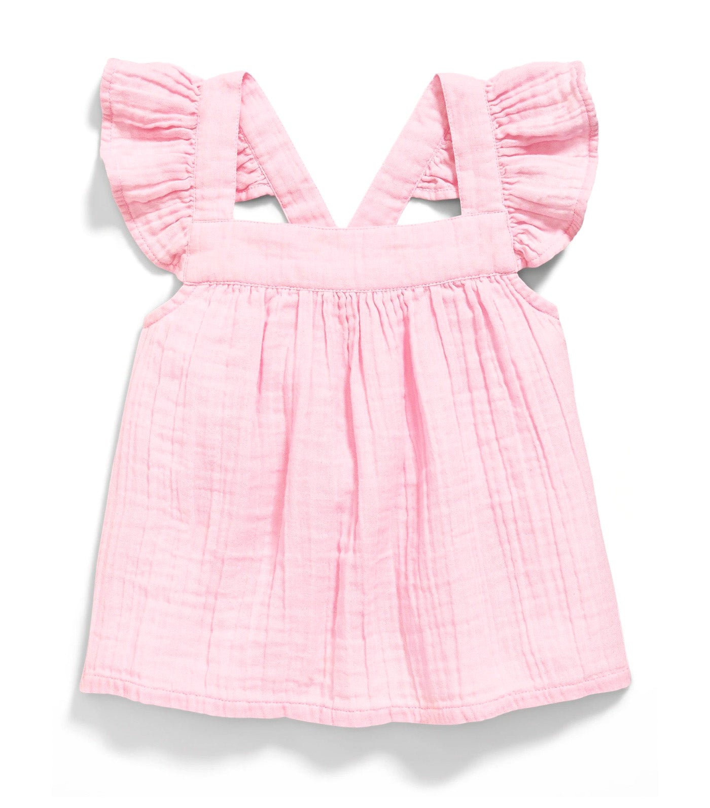 Sleeveless Ruffle-Trim Top for Toddler Girls Preppy Pink