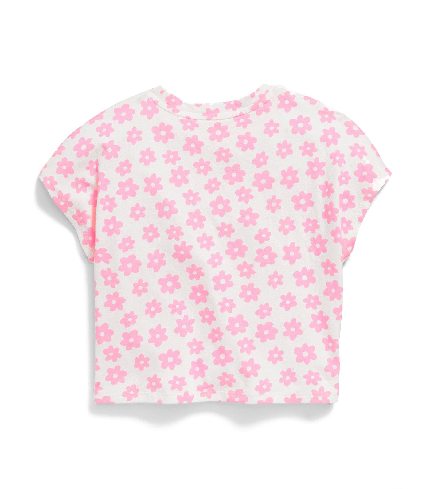 Printed Dolman-Sleeve Tie-Front T-Shirt for Toddler Girls - Pink Flower