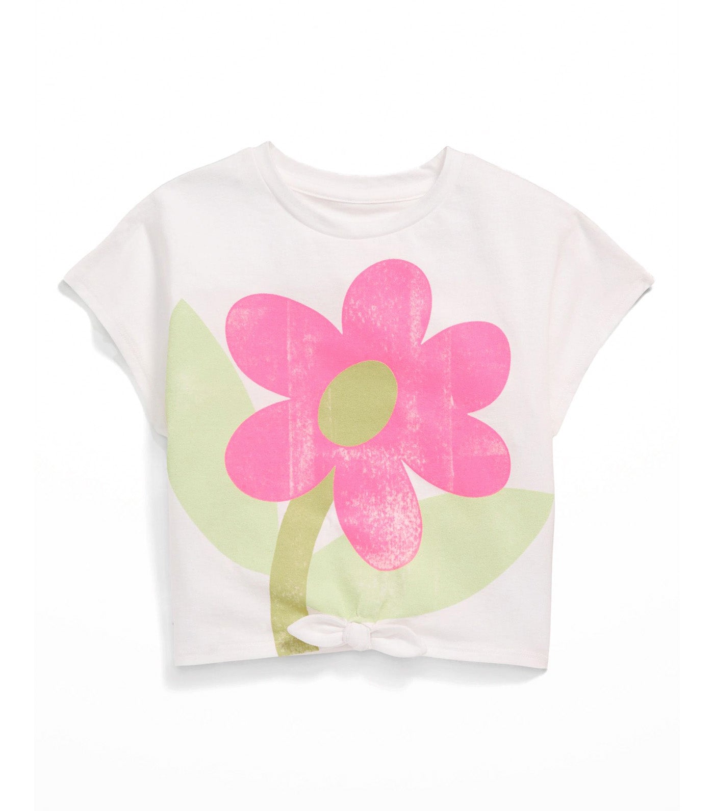 Printed Dolman-Sleeve Tie-Front T-Shirt for Toddler Girls - Calla Lily White