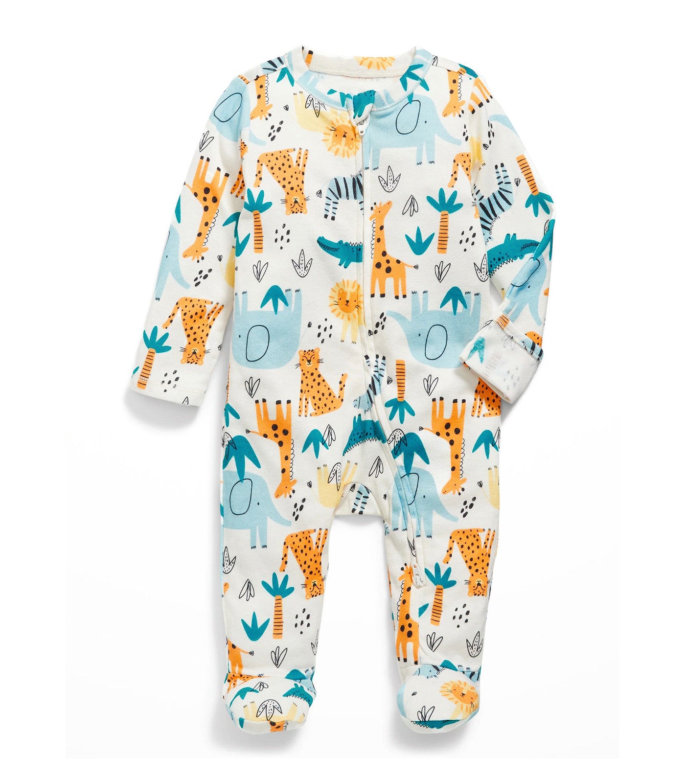 Unisex Sleep & Play 2-Way-Zip Footed One-Piece for Baby - Animals