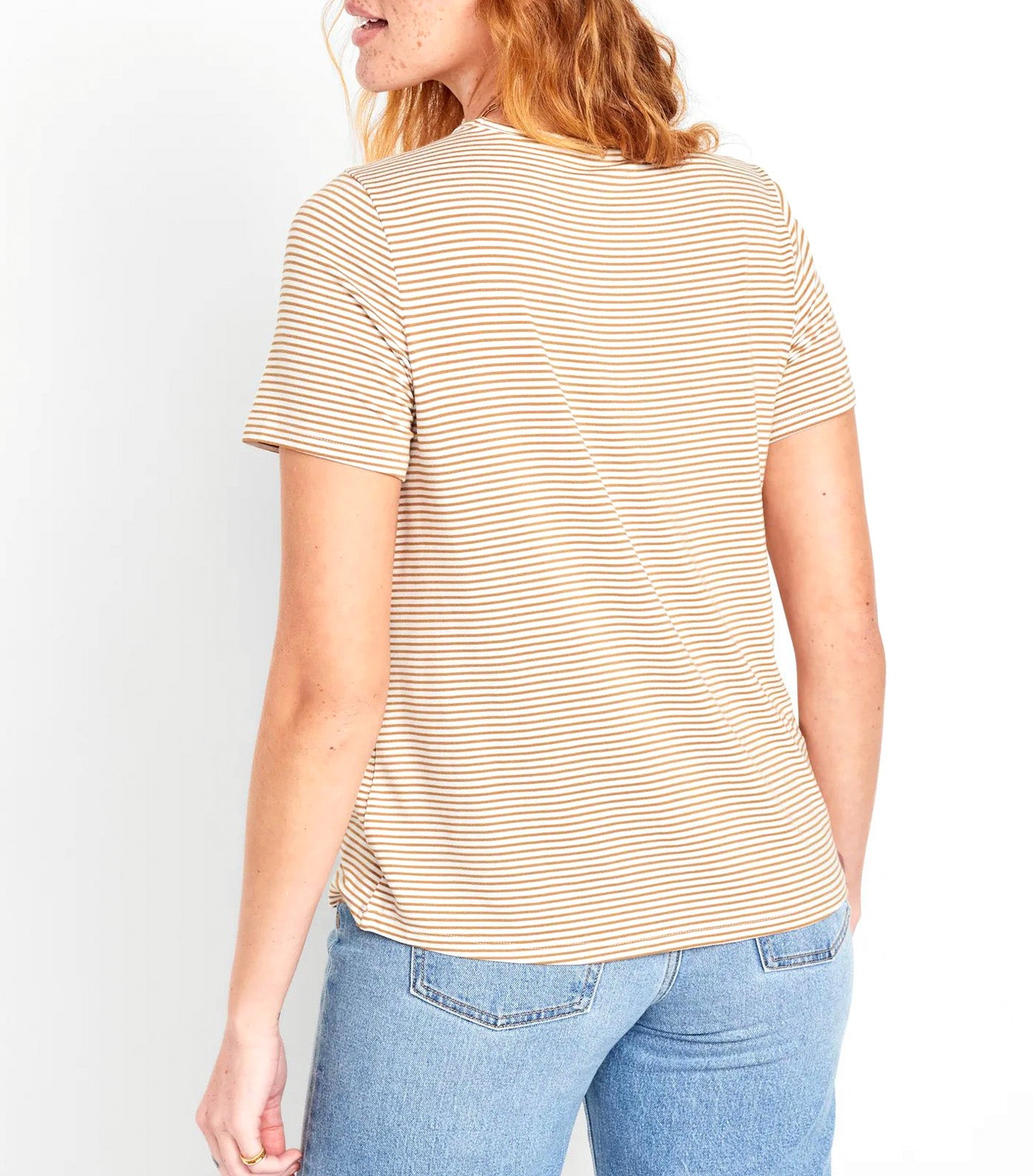 Luxe Crew-Neck T-Shirt for Women Earth Brown Stripe