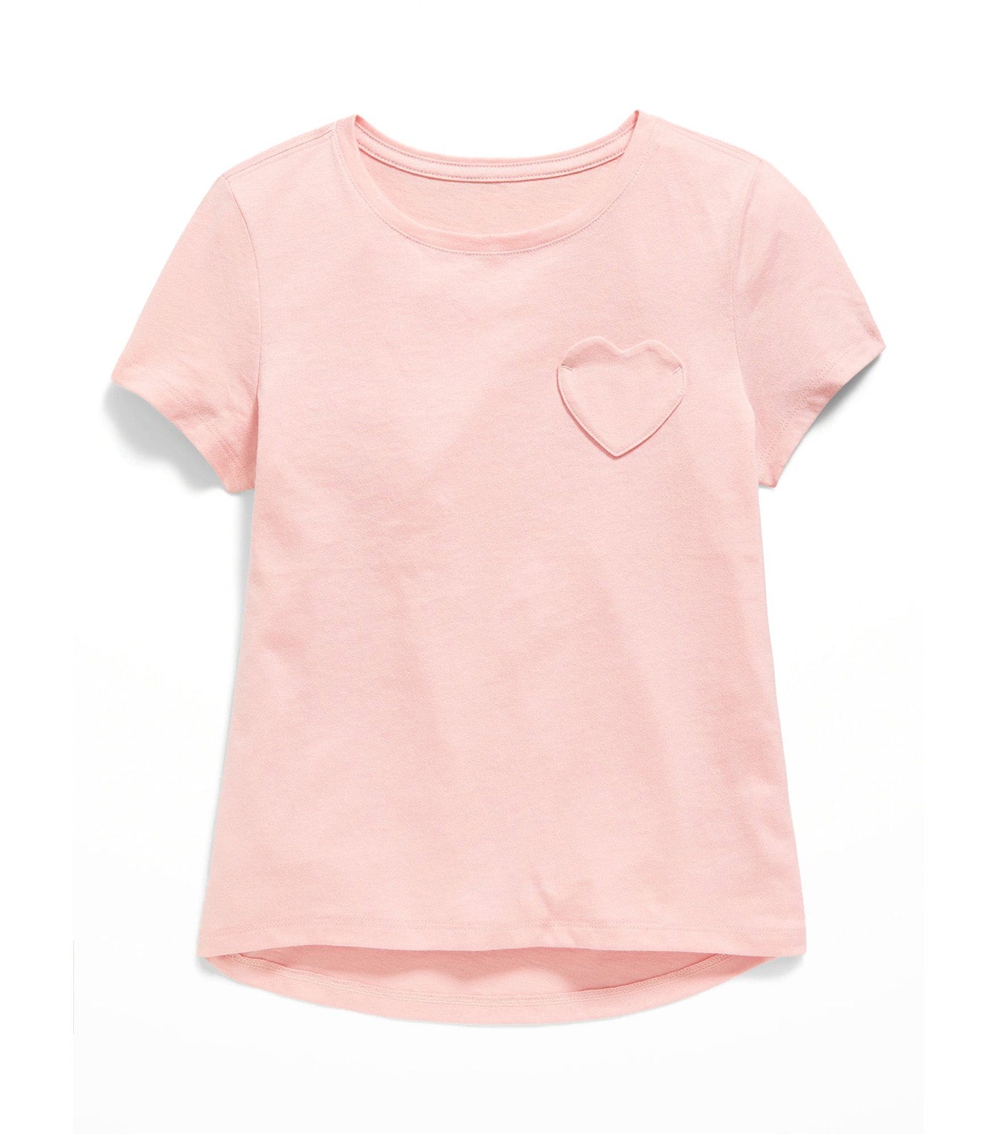 Softest Heart-Pocket T-Shirt for Girls - Blush Hue