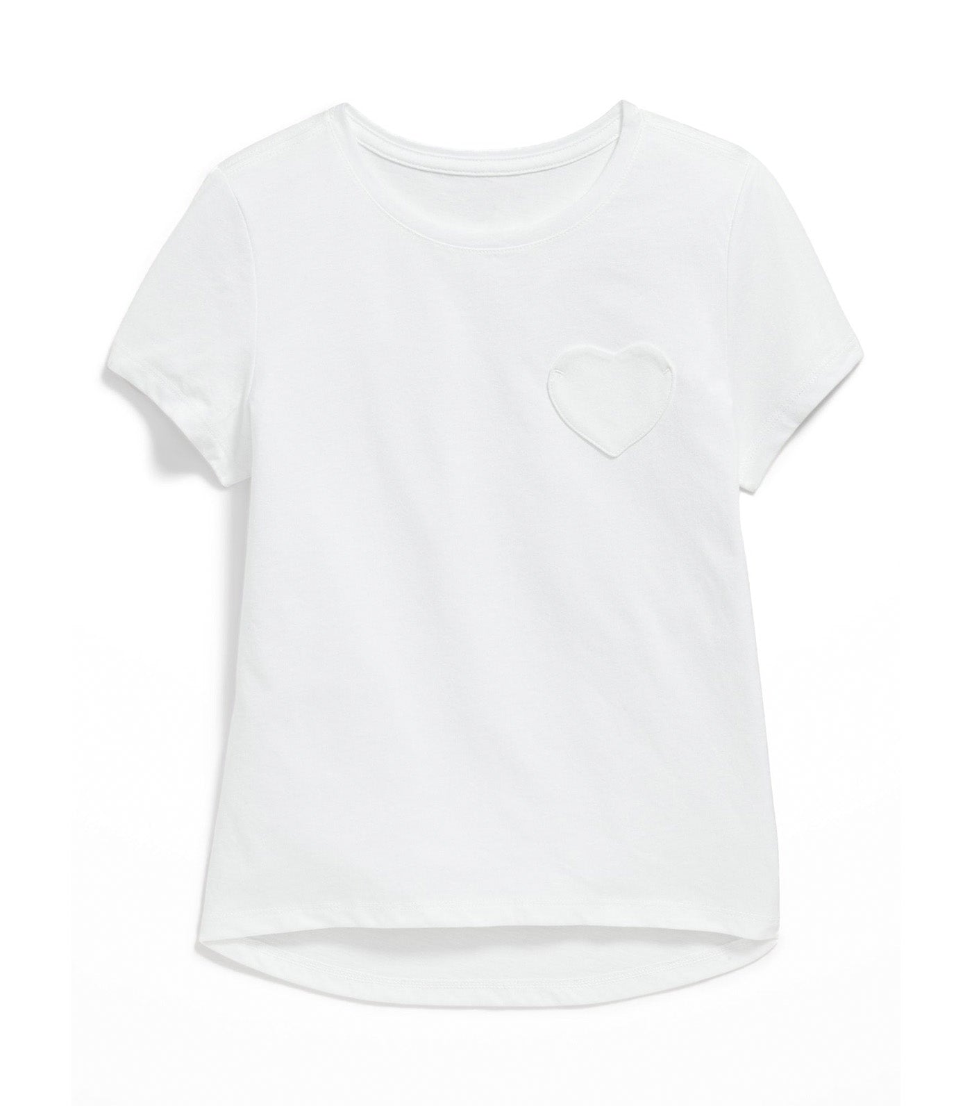 Softest Short-Sleeve Heart-Pocket T-Shirt for Girls - Calla Lily