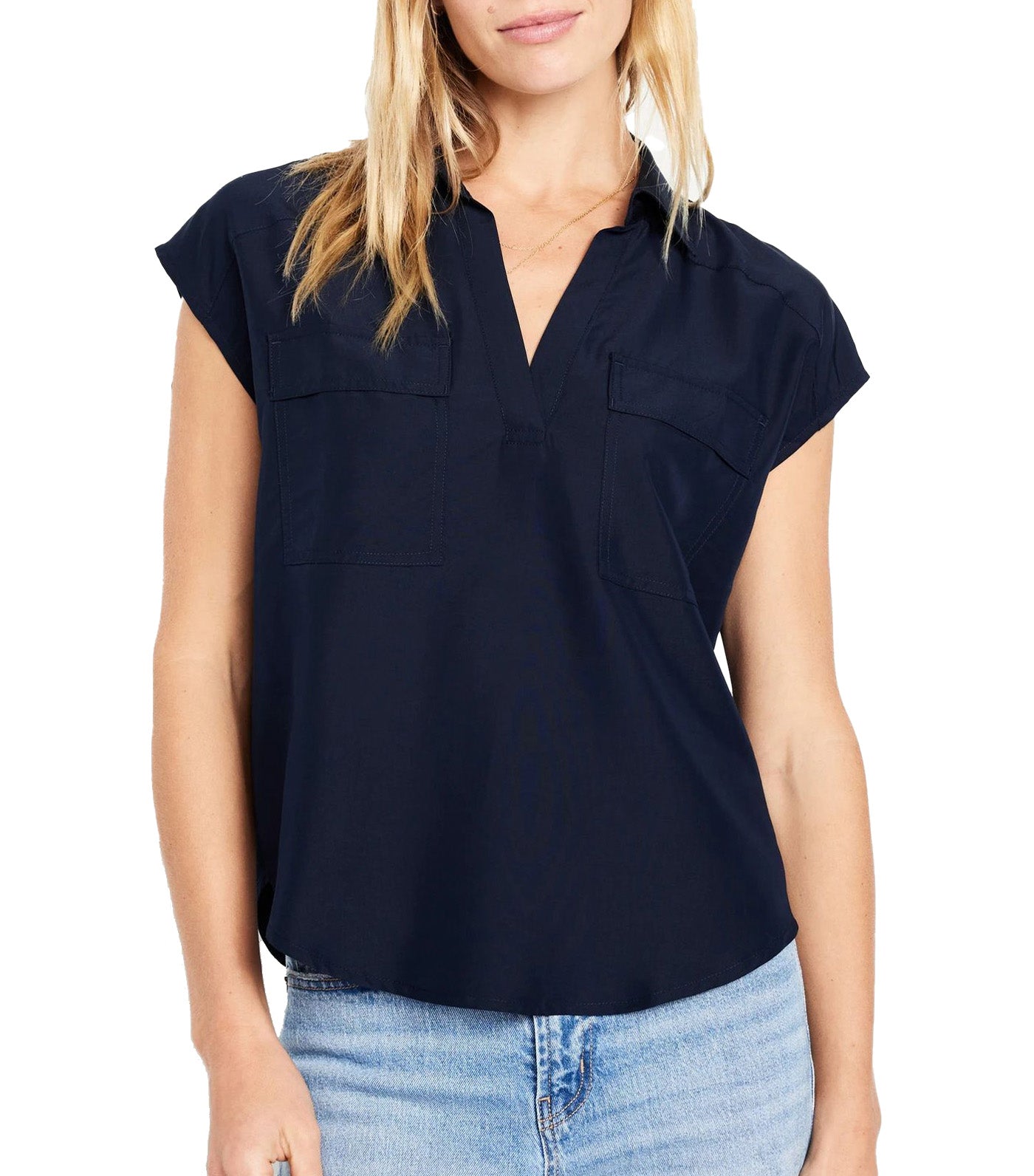 Dolman-Sleeve Utility Top for Women In The Navy