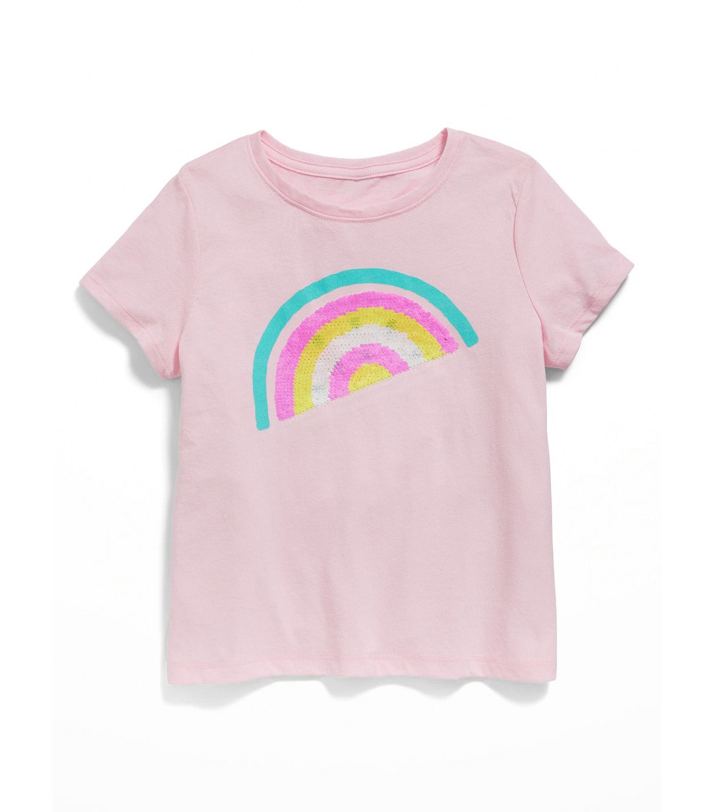 Short-Sleeve Flip-Sequin Graphic T-Shirt for Girls - Preppy Pink