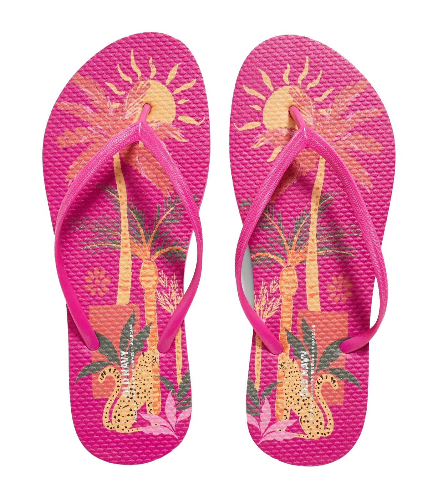 Patterned Flip-Flop Sandals for Women (Partially Plant-Based) Wild Pink Cheetah