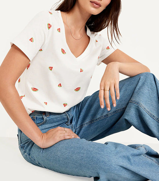 EveryWear V-Neck T-Shirt for Women Watermelons