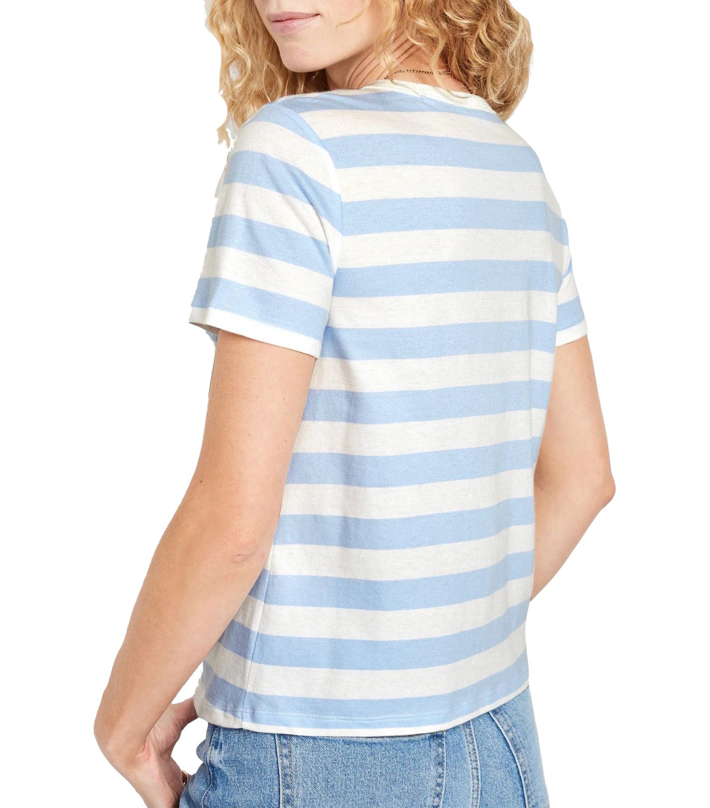 EveryWear Crew-Neck T-Shirt for Women NPC Light Blue Stripe