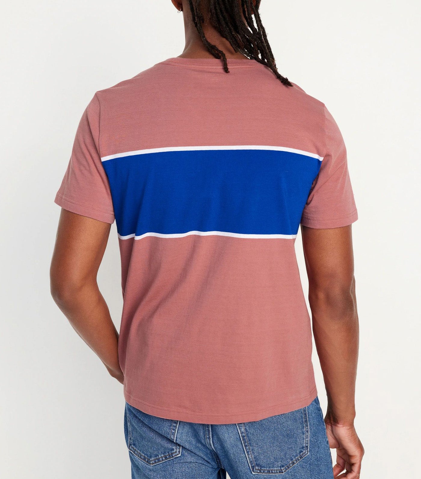 Crew-Neck Striped T-Shirt For Men Dusty Rose