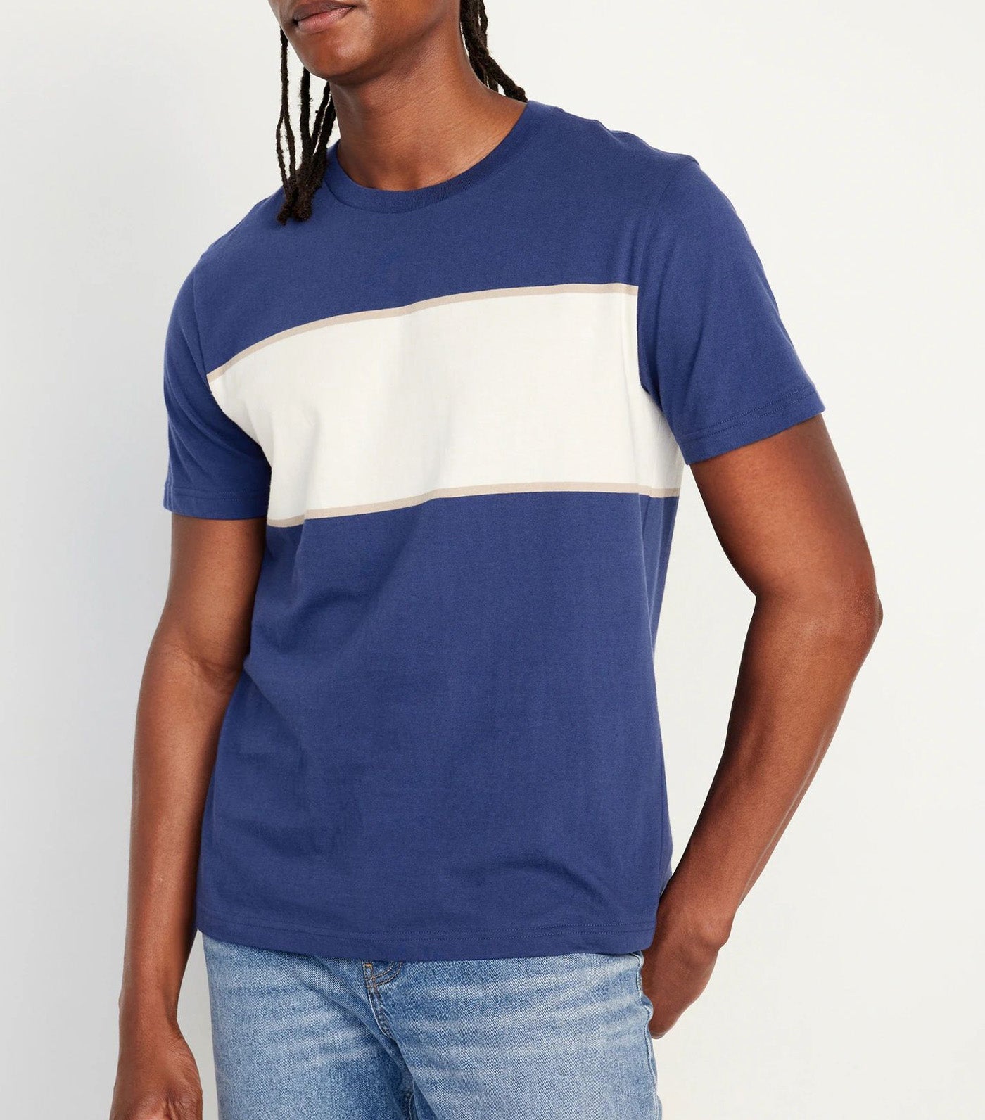 Crew-Neck Striped T-Shirt For Men Blue Harbor