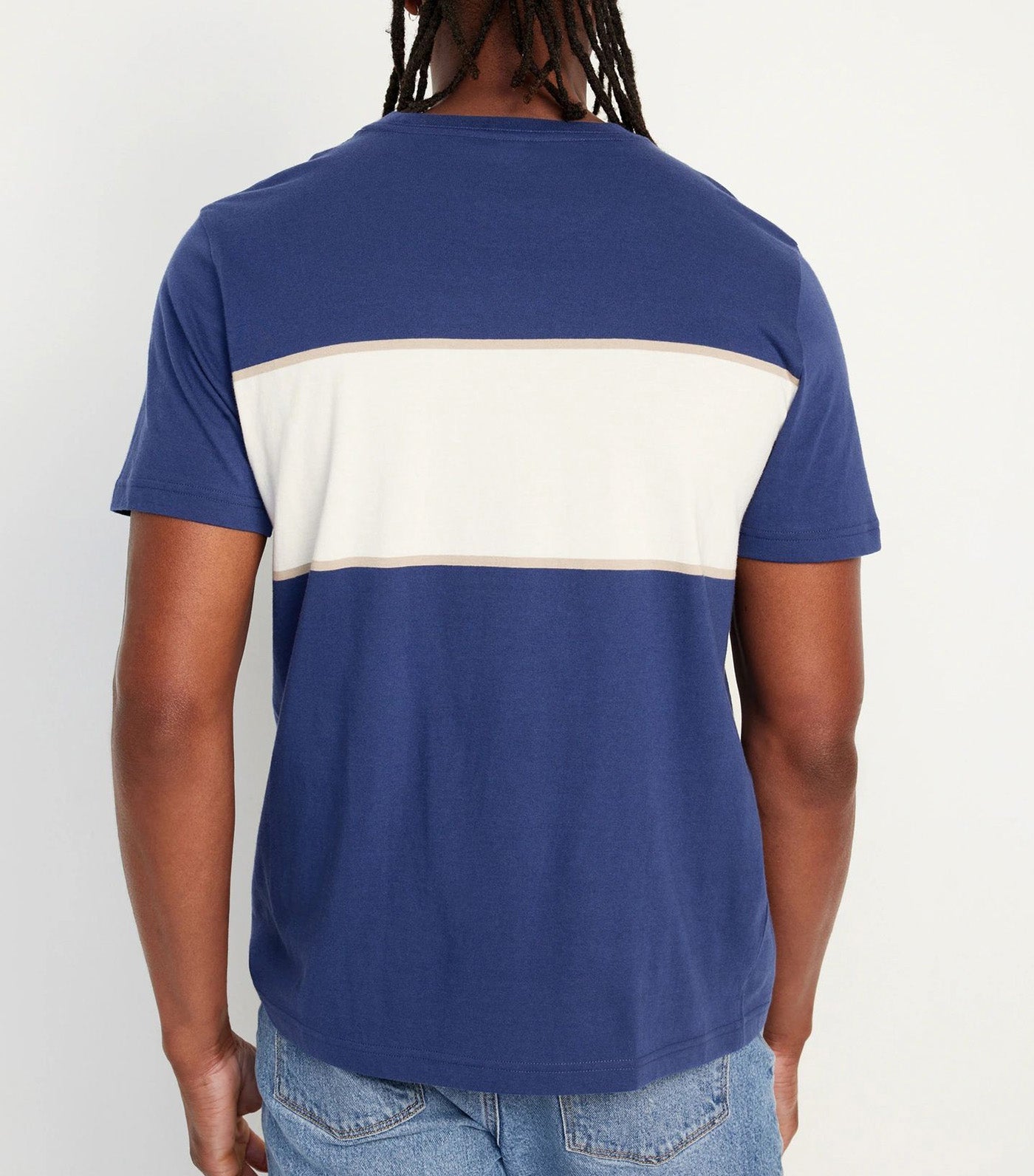 Crew-Neck Striped T-Shirt For Men Blue Harbor