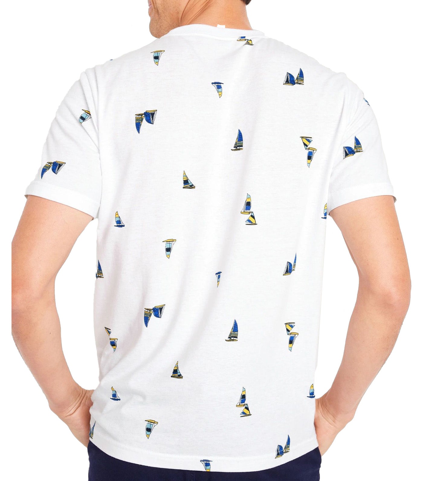 Crew-Neck T-Shirt for Men Sailboat Print