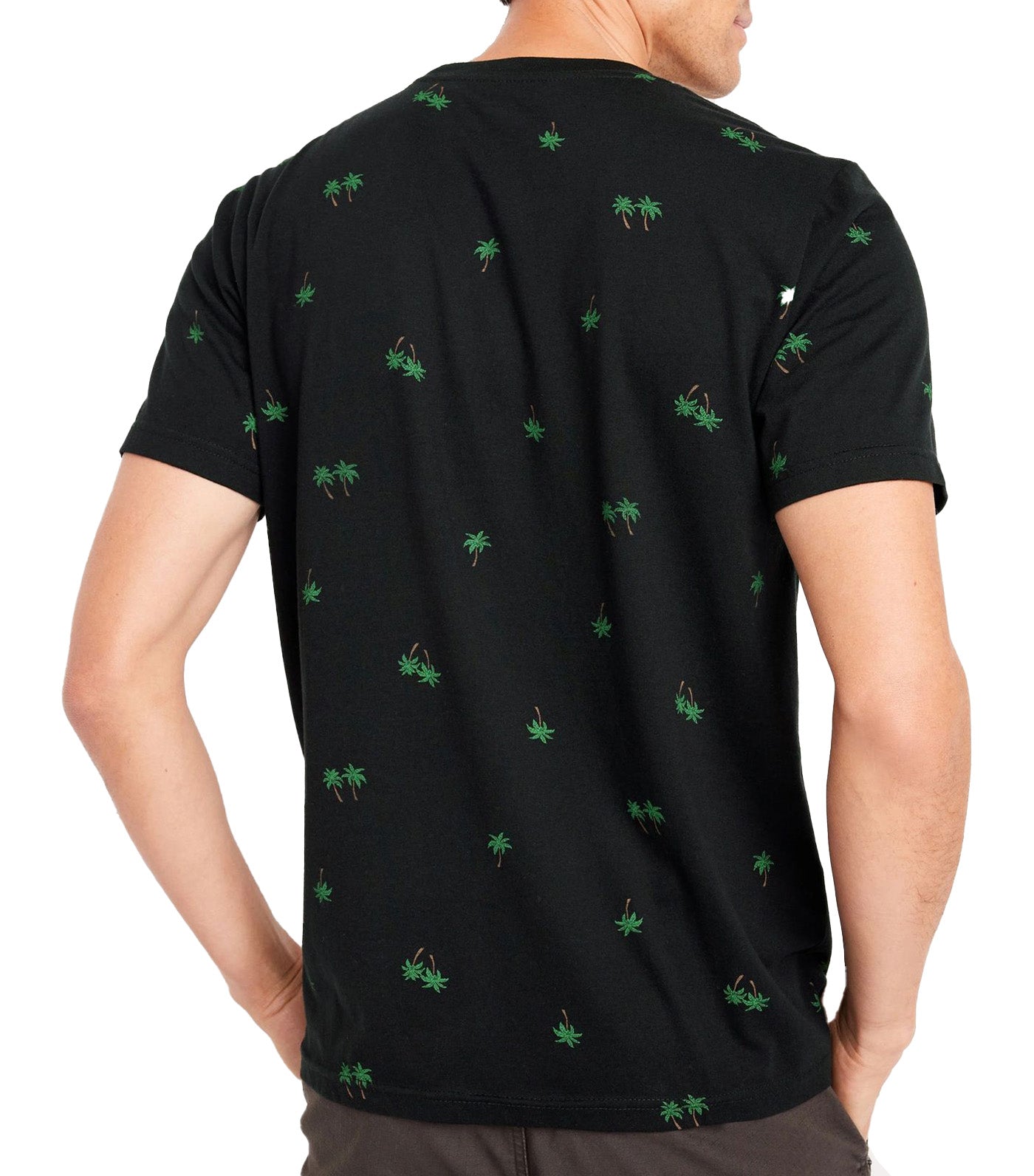 Crew-Neck T-Shirt for Men Green Palm Print