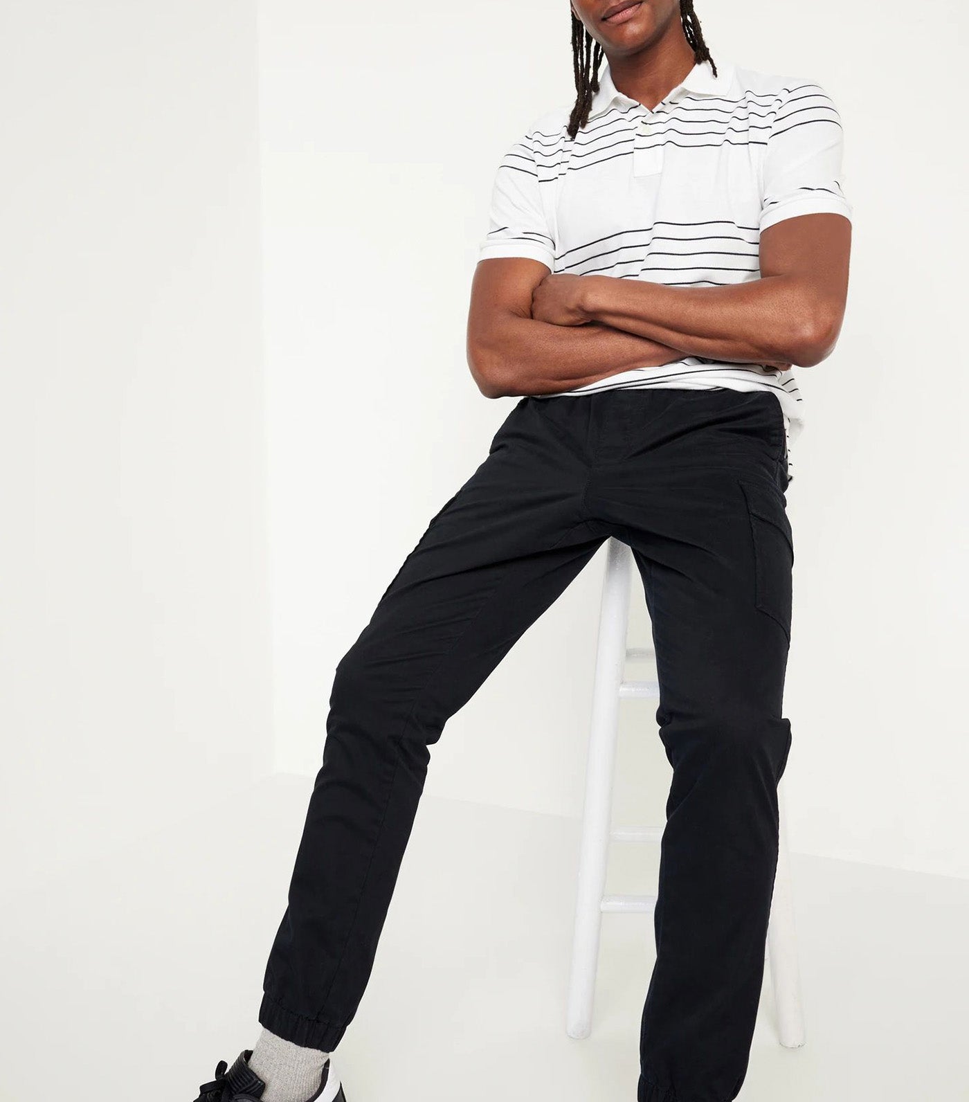 Classic Fit Pique Polo For Men White/Navy