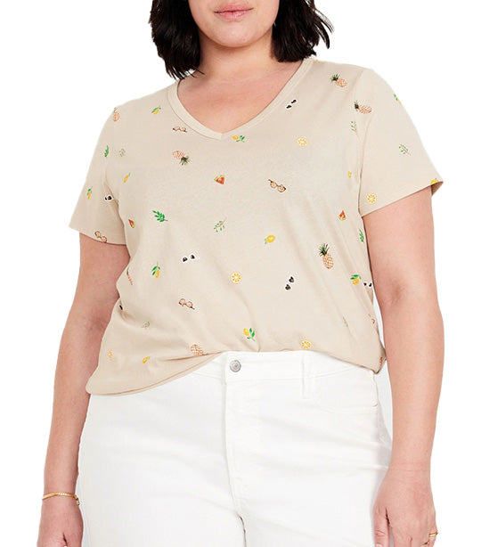 EveryWear V-Neck T-Shirt for Women Mixed Fruit