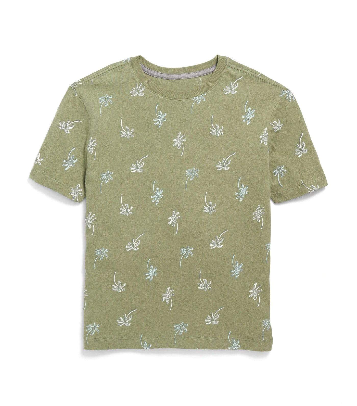 Softest Printed Crew-Neck T-Shirt for Boys Green Palm Print