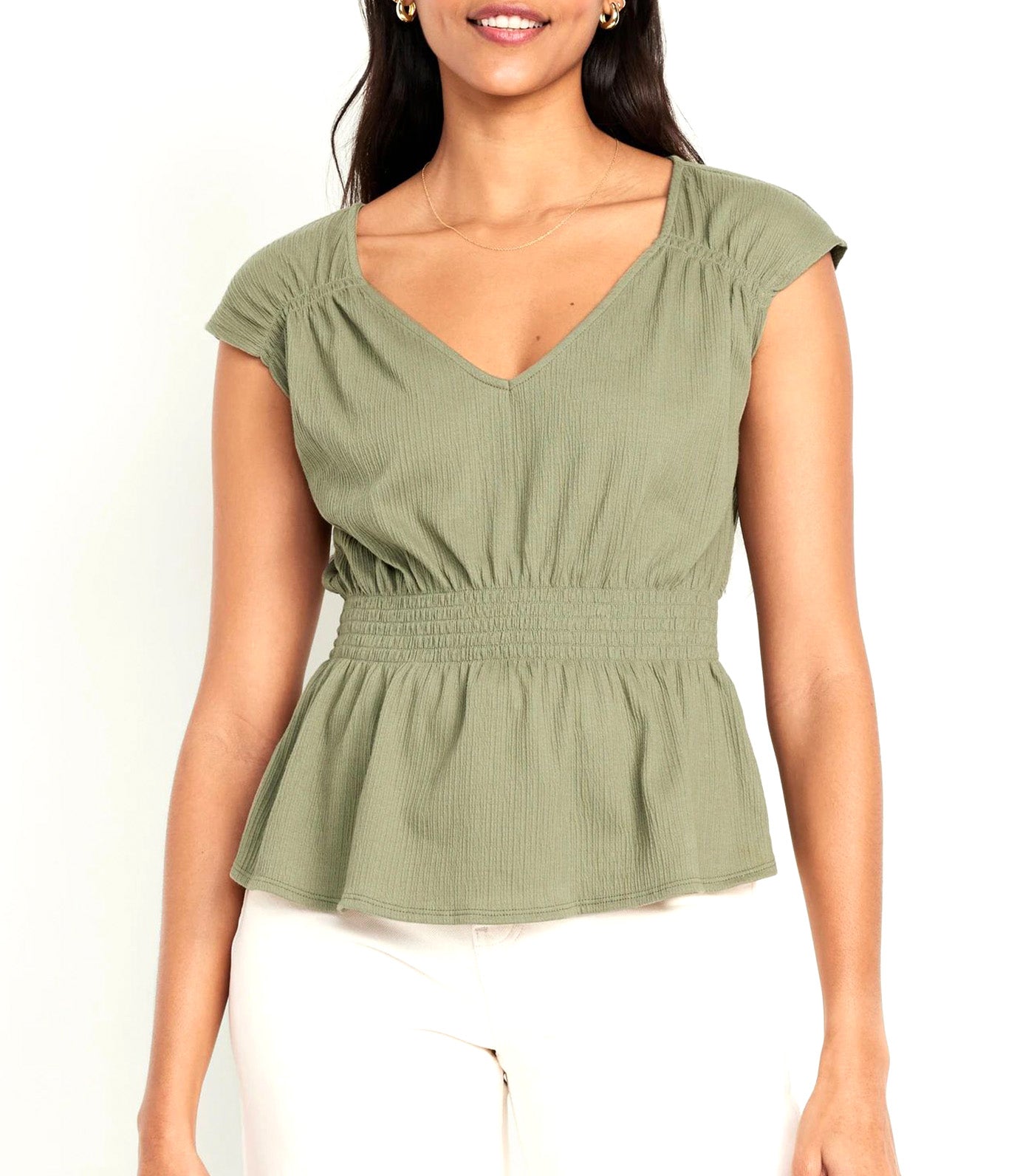 Smocked Waist Top for Women Bare Ground