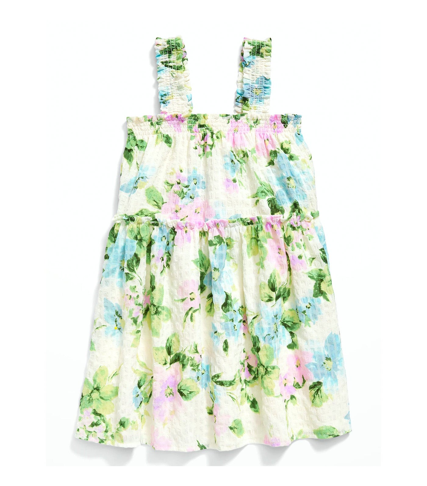 Printed Sleeveless Ruffled Swing Dress for Toddler Girls - Cream Floral