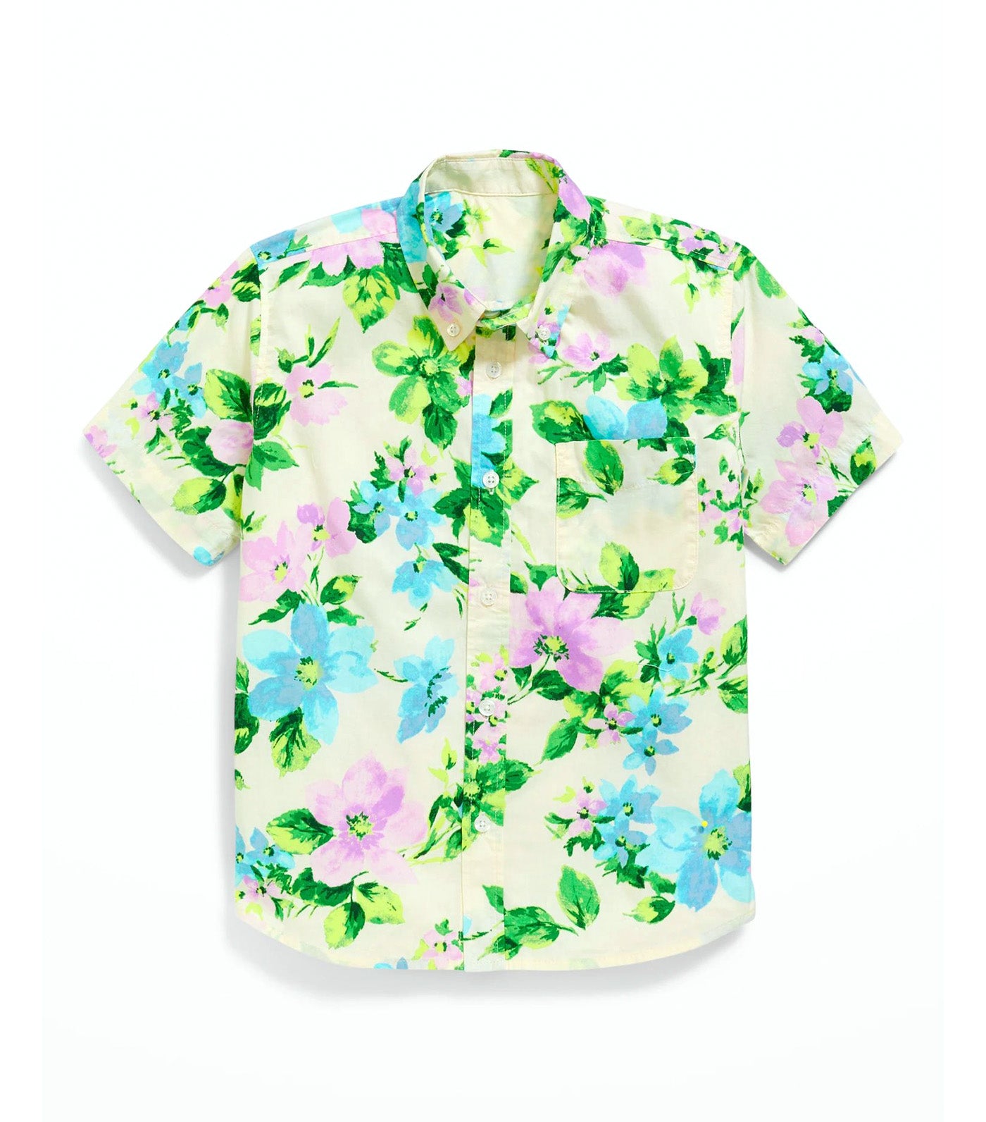 Short-Sleeve Printed Poplin Shirt for Boys - White Floral