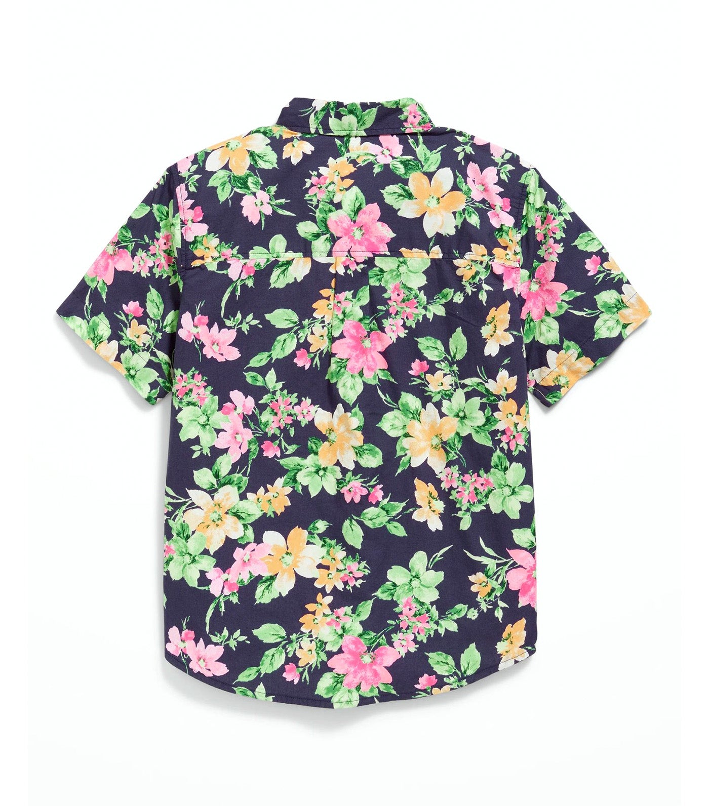 Short-Sleeve Printed Poplin Shirt for Boys - Blue Floral