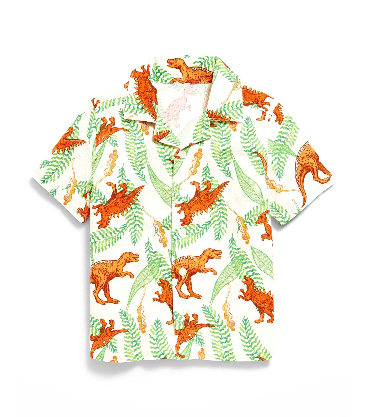 Short-Sleeve Linen-Blend Camp Shirt for Toddler Boys Dino
