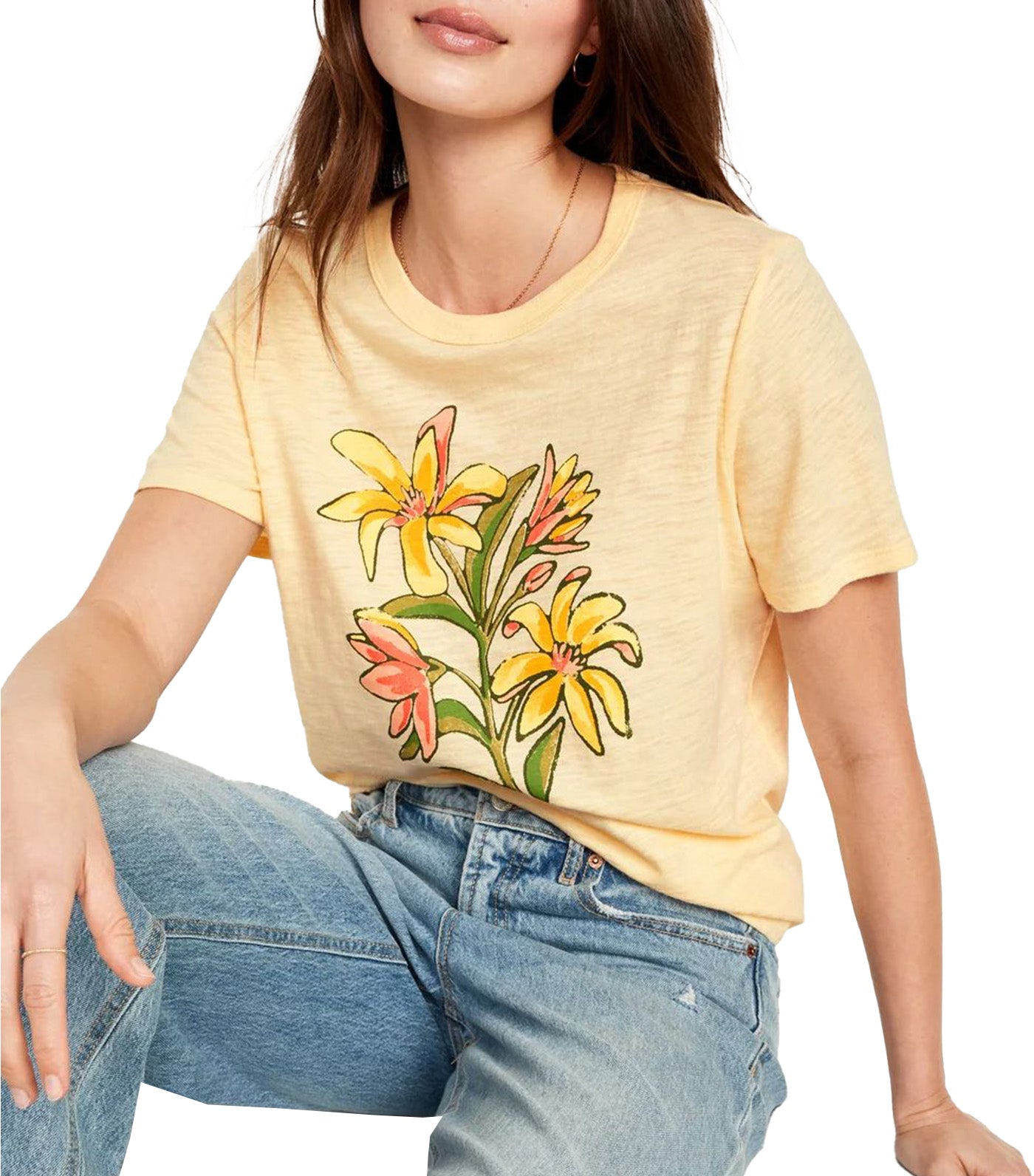 EveryWear Slub-Knit Graphic T-Shirt for Women Cool Almond