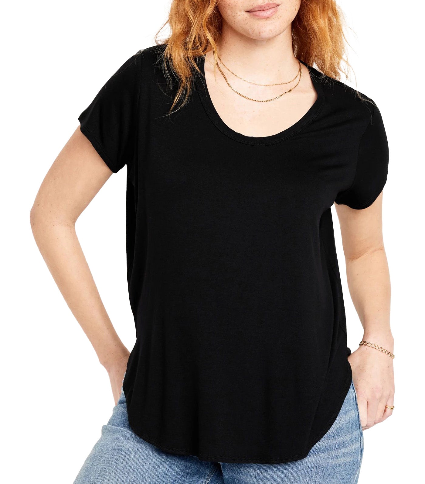 Luxe Tunic T-Shirt for Women Black Jack