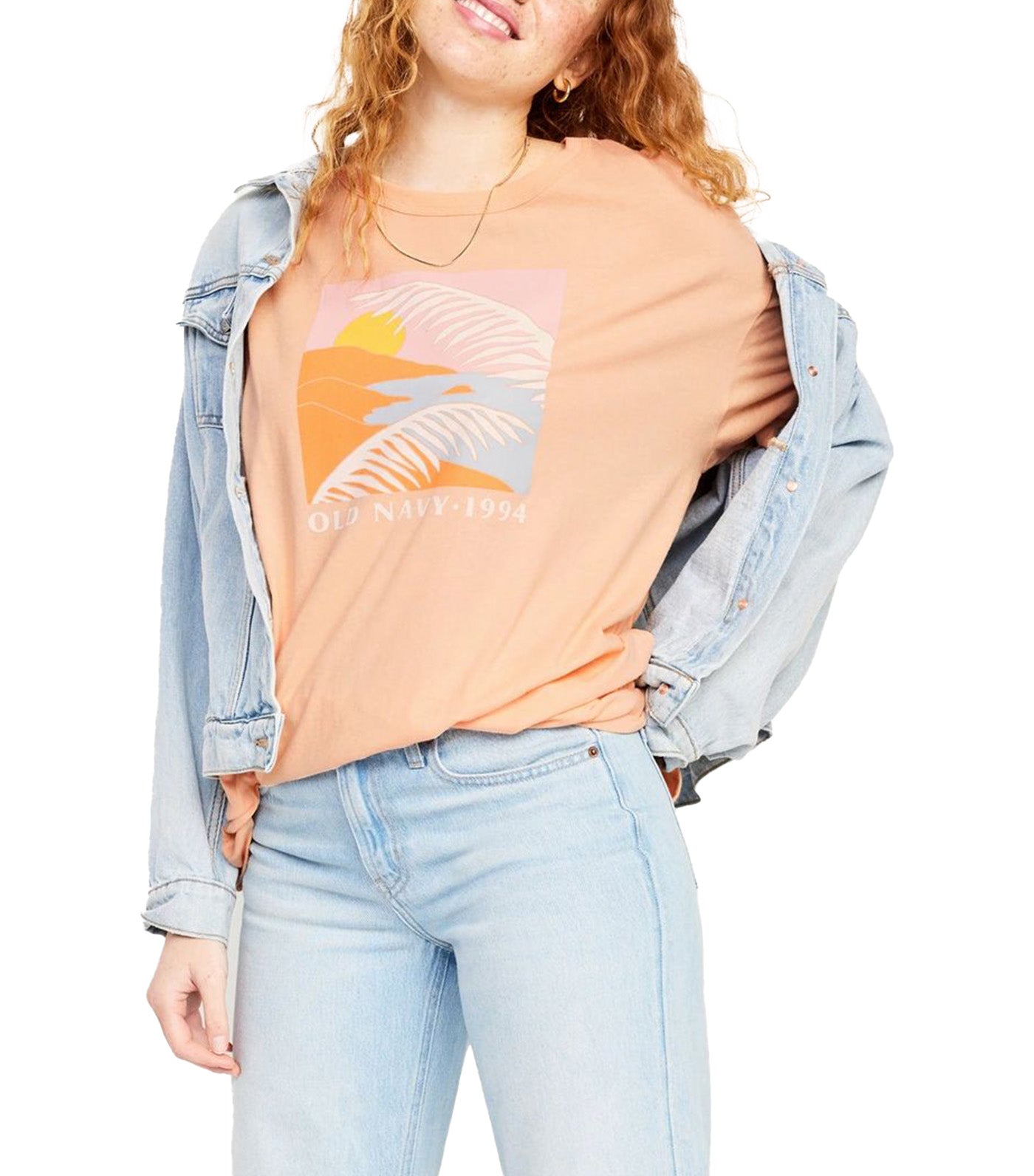 EveryWear Oversized Logo Tunic T-Shirt for Women Apricot Wash